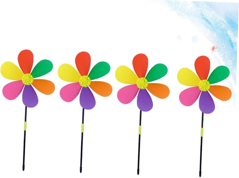 4 قطع ملونة من طواحين الهواء المصنوعة من البولي فينيل كلورايد لتزيين الحدائق الخارجية والمروج والمشاهد الطبيعية - Image 2